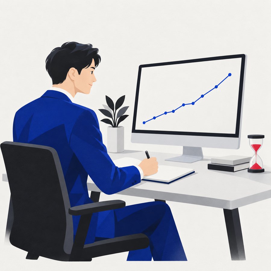 グラフを見て分析するイラスト